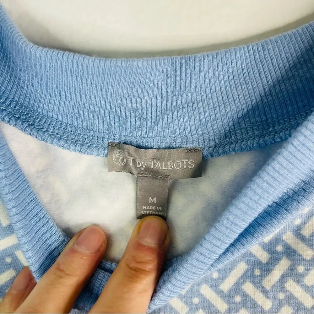 Talbots blue white loungewear activewear lightweight sweatshirt medium - Picture 7 of 7
